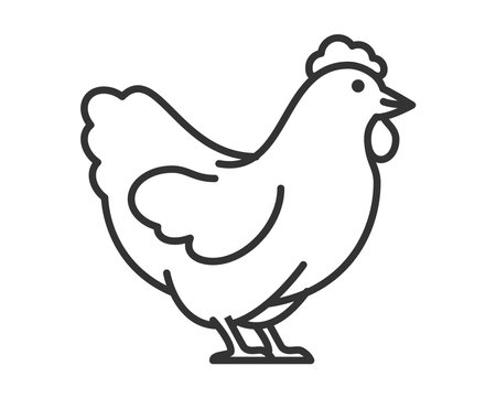 Hen chicken poultry line iconのイラスト素材