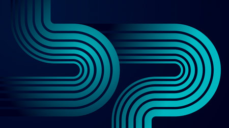 Abstract blue background with curved lines. Vector illustration for your design.のイラスト素材