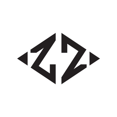 Logo Z Rhombus Extended Monogram 2 Letters Alphabet Font Logo Logotype Embroideryのイラスト素材