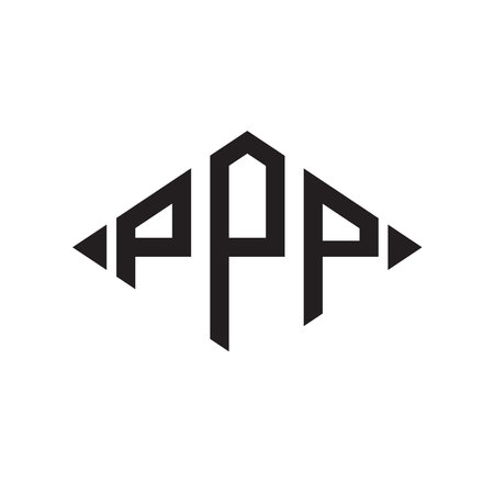 Logo P Rhombus Extended Monogram 3 Letters Alphabet Font Logo Logotype Embroideryのイラスト素材