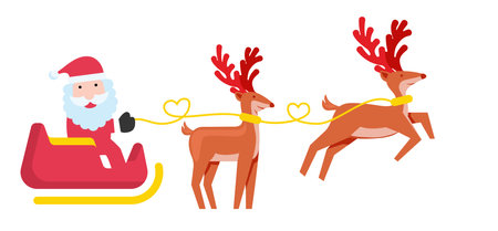 Santa Claus is flying in sleigh with reindeer Christmas Icon Illustratorのイラスト素材