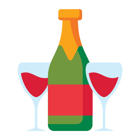 Wine bottle and glass Christmas Icon Illustratorのイラスト素材