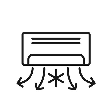 Air Conditioning With Wind Or Air Flow To Show Cool And Fresh Line And Glyph Icon Coolingのイラスト素材