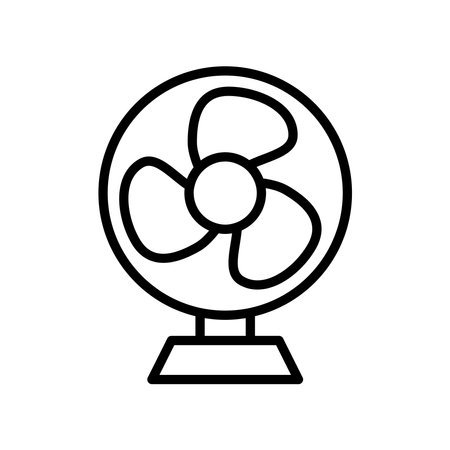 Table fan icon. cooling room with air flow illustration.のイラスト素材