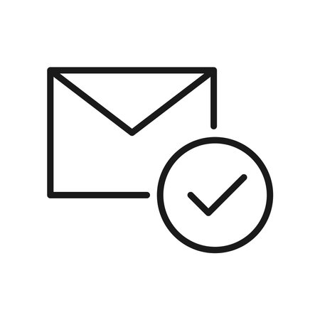 Mail with check mark icon. Quality Control Illustration.のイラスト素材