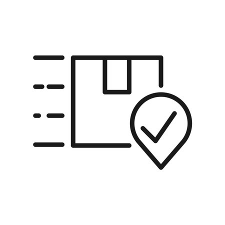 Parcel shipping arrived at the pin location iconのイラスト素材