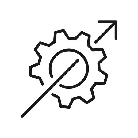 arrow chart with gear iconのイラスト素材