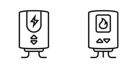 Gas and electric boiler icon. water heater system symbol.のイラスト素材