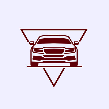 This flat color automotive car template features a modern vector design. Perfect for transportation businesses, showrooms, workshops, and rental companies. Ideal for automotive brand identity.のイラスト素材