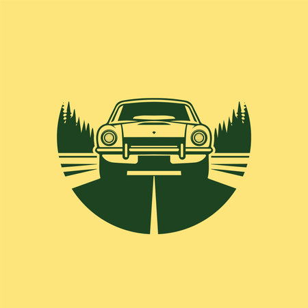This flat color automotive car  template features a modern vector design. Perfect for transportation businesses, showrooms, workshops, and rental companies. Ideal for automotive brand identity.のイラスト素材
