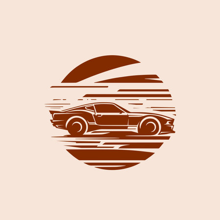 This flat color automotive car  template features a modern vector design. Perfect for transportation businesses, showrooms, workshops, and rental companies. Ideal for automotive brand identity.のイラスト素材