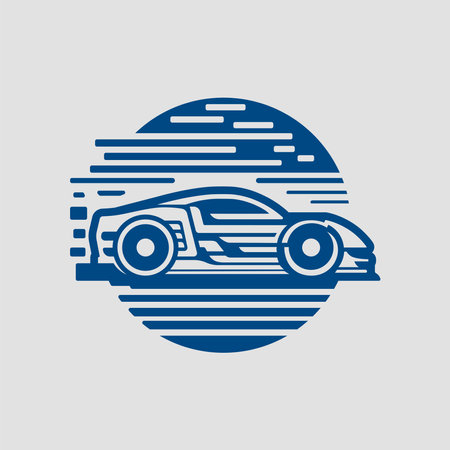 This flat color automotive car  template features a modern vector design. Perfect for transportation businesses, showrooms, workshops, and rental companies. Ideal for automotive brand identity.のイラスト素材