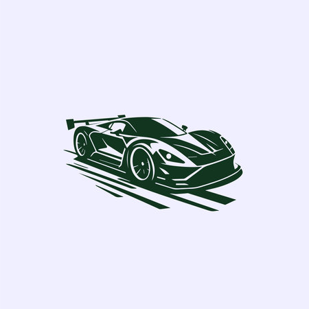 This flat color automotive car  template features a modern vector design. Perfect for transportation businesses, showrooms, workshops, and rental companies. Ideal for automotive brand identity.のイラスト素材
