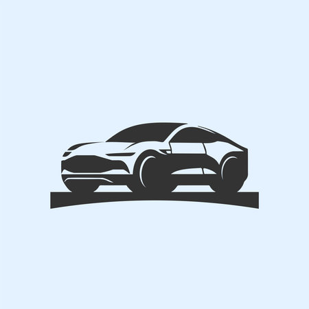 This flat color automotive car   template features a modern vector design. Perfect for transportation businesses, showrooms, workshops, and rental companies. Ideal for automotive brand identity.のイラスト素材