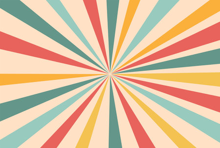 This vintage sunburst background features classic rays and a retro comic effect. Ideal for posters and comic book art, it combines radial stripes and grunge textures for a dynamic, pop art style.のイラスト素材