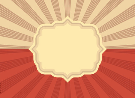 This retro sunburst background features radial rays and a grunge texture. Ideal for posters, banners, and vintage-style designs, it offers an antique, textured look with aged, beige tones and classic stripes.のイラスト素材