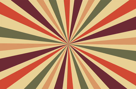 This classic retro sunburst design features vintage sunbeams in a radial pattern with groovy stripes. Perfect for posters and wallpapers, it combines nostalgic colors like teal, peach, and burgundy for a smooth, faded look.のイラスト素材