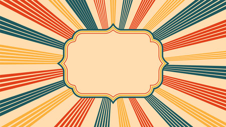 This retro sunburst background features classic radial rays and geometric patterns in a vintage style. Ideal for posters and banners, it combines elegant, radiant elements with a timeless, graphic design.のイラスト素材