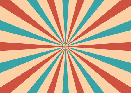 This vintage sunburst background features an abstract, grunge texture with retro rays and starbursts. Ideal for posters and banners, it combines 70s-80s circus vibes with bright, colorful patterns for a dynamic, nostalgic effect.のイラスト素材