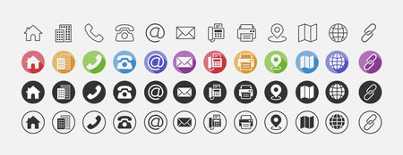 Contact icon set for Website and Business card. Location elements graphic.のイラスト素材