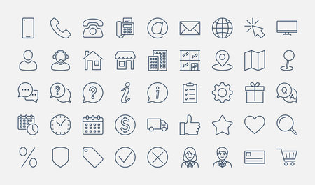 Contact Business Service Center Icon Set include location phone building etc.のイラスト素材