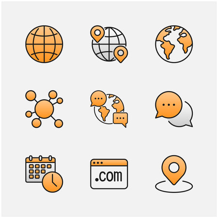 Global World Event Meeting Icon Setのイラスト素材