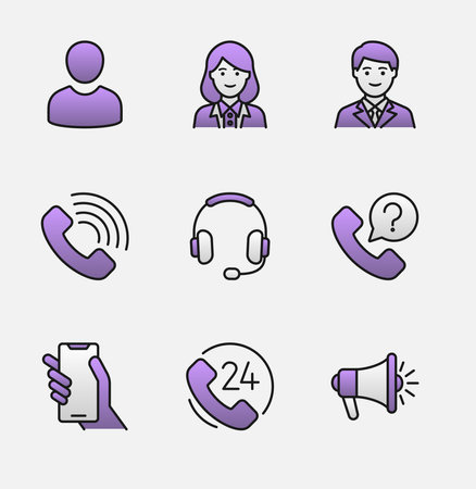 Customer Service Communication Support Icon Setのイラスト素材