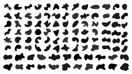 Blob shape organic. Abstract Liquid shape silhouette drop icon set.のイラスト素材