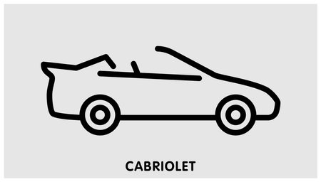 Cabriolet Vehicle Car Line Icon.のイラスト素材