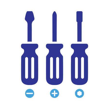 Screwdriver icons set. Renovation service concept in flat linear design.のイラスト素材