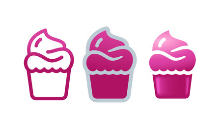 Cupcake bakery food Pink Color Icon Illustration.のイラスト素材