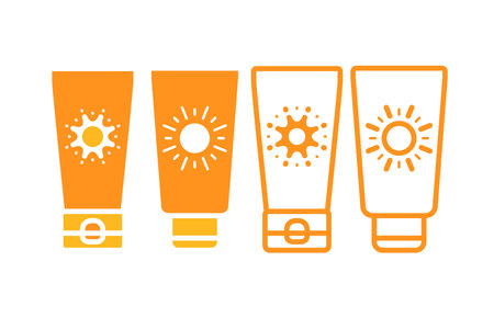 Skincare and beauty treatment sun screen tube iconのイラスト素材