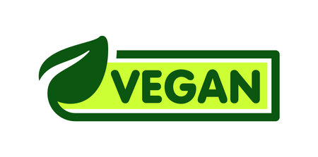 Vegan food badge sign. Organic logos.  Green leaf badges label and tag.のイラスト素材