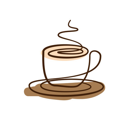 Cup of coffee or tea. Continuous one line drawing. Vector illustrationのイラスト素材