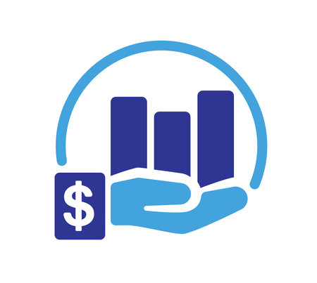 Hand Holding Bar Chart Money Icon for Economy Concept.のイラスト素材