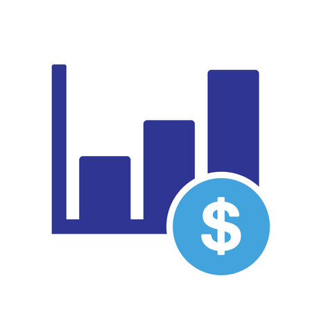 Bar Chart Money Icon for Economy Profit Concept.のイラスト素材