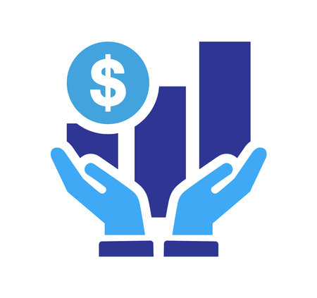 Hand Holding Business graph with dollar sign Iconのイラスト素材