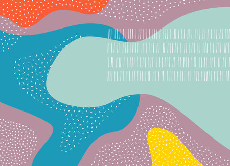 Abstract colorful oval and circle texture background with flat solid shapes modern minimalist geometric 2D digital art illustrationのイラスト素材