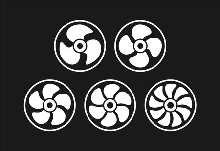 Fan cooler icons set. ventilator symbol. propeller signs, vector illustrationのイラスト素材