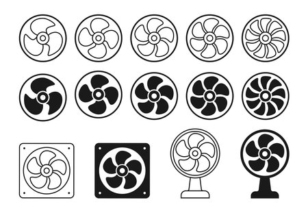 Fan vector icons set isolated on white background for graphic and web design.のイラスト素材