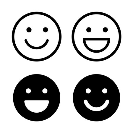 Emoticon happy smiley face line art icon for apps and websitesのイラスト素材