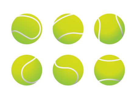 Collection of tennis ball icons in different styles Sport concept vector illustrations perfect for sports apps websites and branding projects Clean modern scalable designs for digital useのイラスト素材