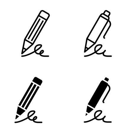 Signature writer icon set. Pen and pencil symbol sign for apps and website, vector illustration.のイラスト素材