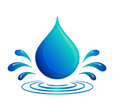Simple blue water drop icon representing water or oil symbol Clean vector illustration with transparent background Perfect for apps websites and digital projects Minimalist design for versatile useのイラスト素材