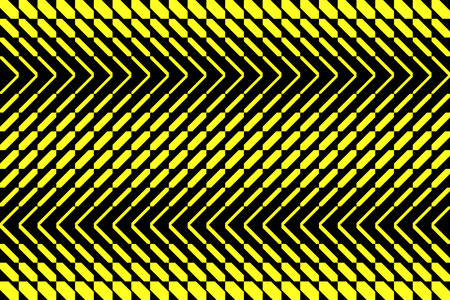 Symmetrical yellow and black zigzag pattern featuring a mosaic-like halftone geometric texture,...