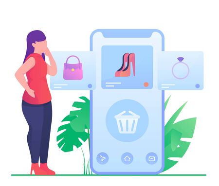 man shop on mobile illustrationのイラスト素材