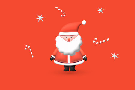 3D rendering illustration Santa Claus, trees for 2023 Merry Christmas decoration celebrationの写真素材
