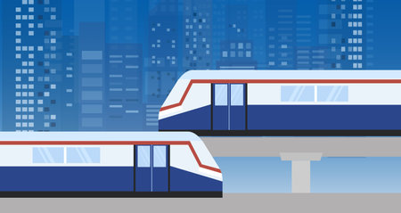 BTS Sky train in cityscape buildings vector Illustrationのイラスト素材