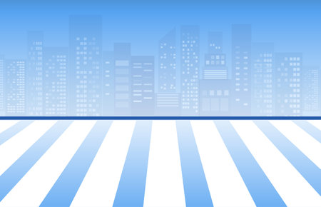 Crosswalk and city building vector illustrationのイラスト素材