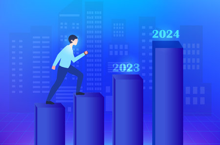 2024 business goal concept vector illustration. Business investment profit, achievement  and successのイラスト素材